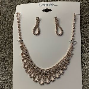 Rose Gold Diamond Necklace & Earrings Set $10 (NWT) ‼️CLOSET CLEAR OUT‼️